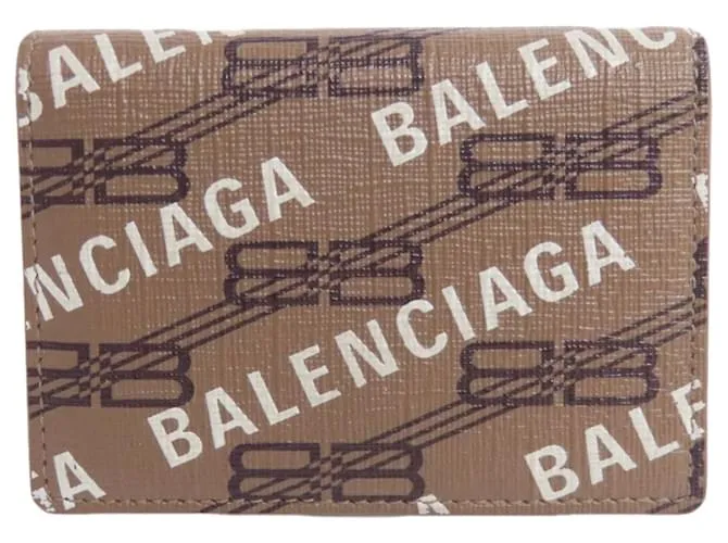 Cartera de cuero marrón de tres pliegues Balenciaga Castaño 