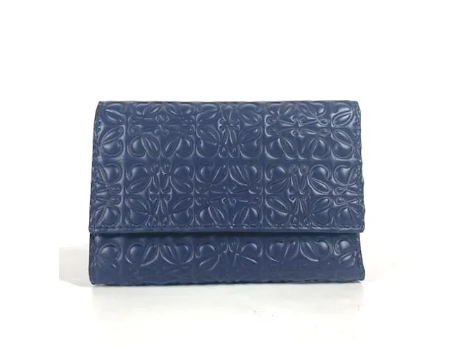 Cartera de cuero navy de tres pliegues Loewe Azul marino 