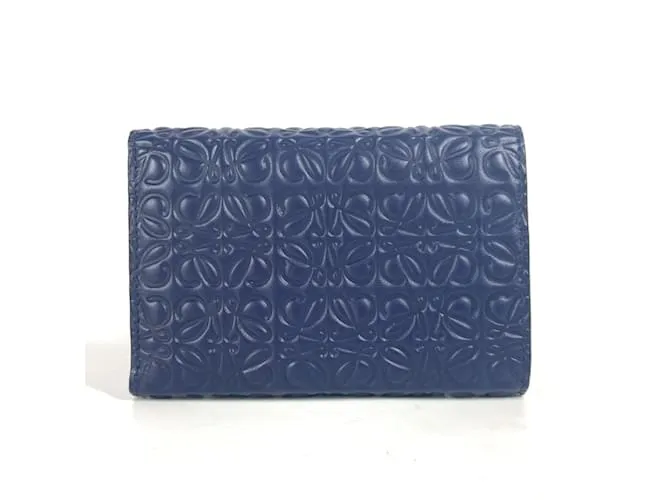 Cartera de cuero navy de tres pliegues Loewe Azul marino 