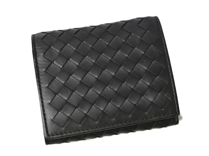 Cartera de cuero negro Intrecciato de Bottega Veneta 