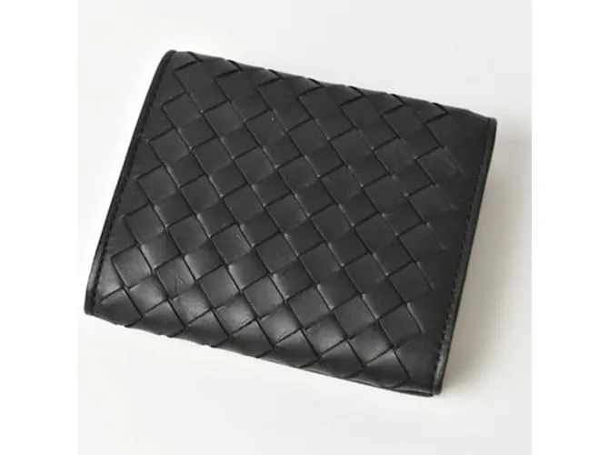 Cartera de cuero negro Intrecciato de Bottega Veneta 