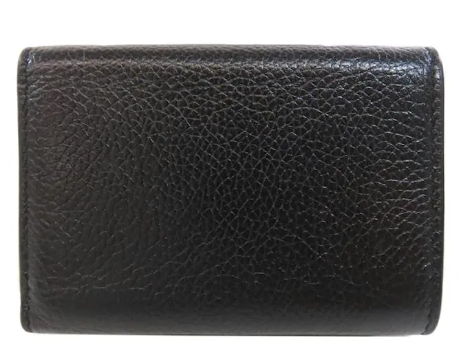 Cartera de cuero plegable en tres partes Balenciaga Negro 