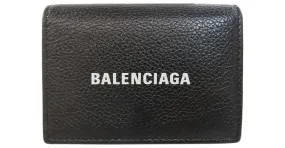 Cartera de cuero plegable en tres partes Balenciaga Negro 