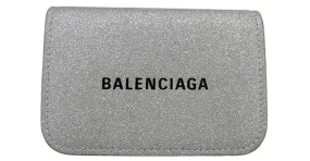 Cartera de cuero plegable en tres partes Balenciaga Plata Metálico 