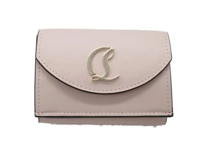 Cartera de cuero rosa de tres pliegues Christian Louboutin 