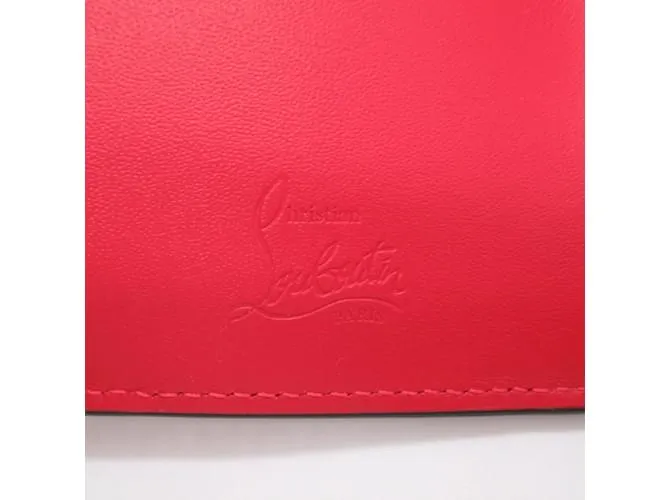 Cartera de cuero rosa de tres pliegues Christian Louboutin 