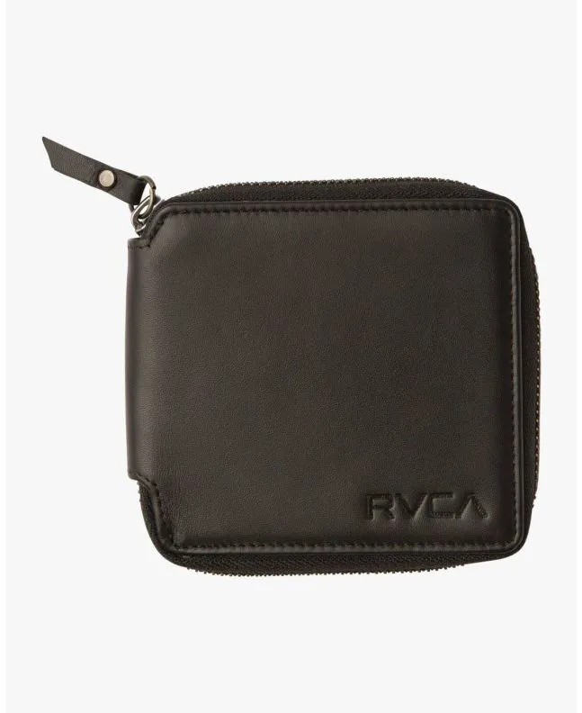 Cartera de cuero RVCA Zip Around Negra