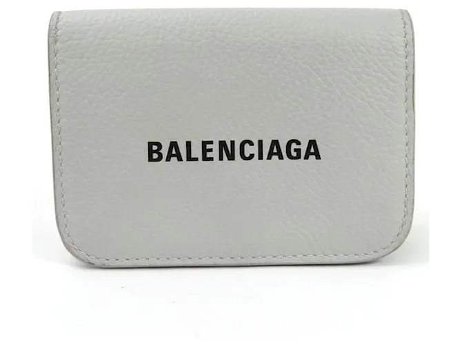 Cartera de cuero Tri-Fold Balenciaga Negro Gris 