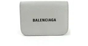 Cartera de cuero Tri-Fold Balenciaga Negro Gris 