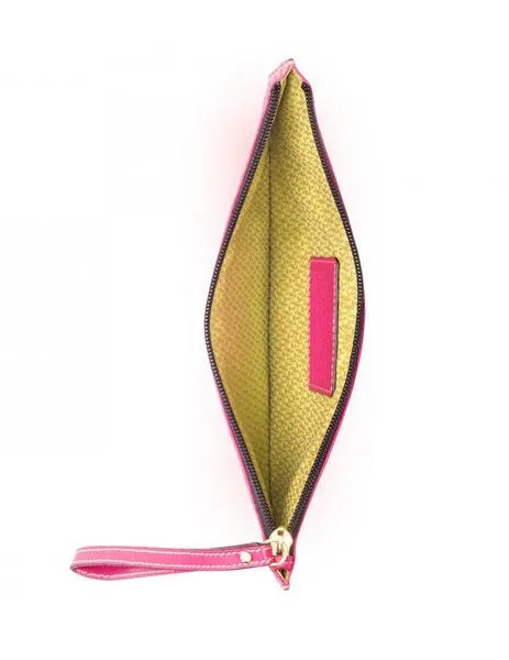 cartera mano amina logo fucsia