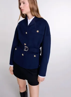 Chaqueta de lana recta en azul