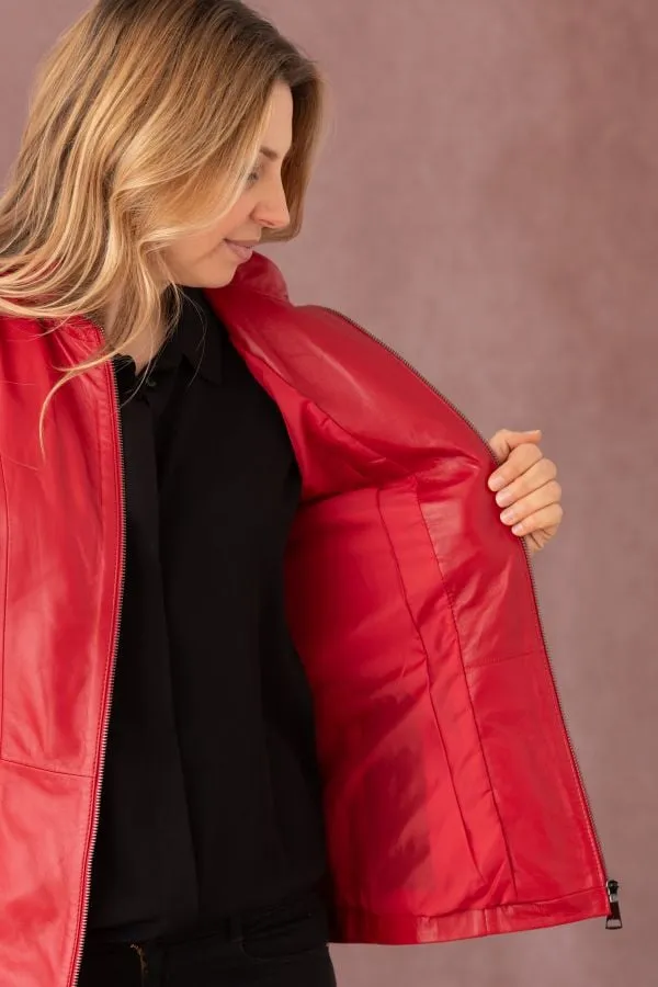 Chaqueta Mujeres Cityzen Irina Agneau Perle Rouge