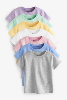 Colores variados - Pack de 7 camisetas de algodón 100 % y manga corta (3 meses - 7 años)