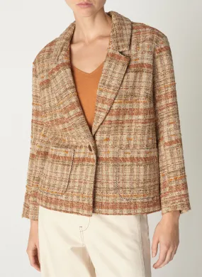 COTELAC Chaqueta sastre efecto tweed de mezcla de algodón en marron