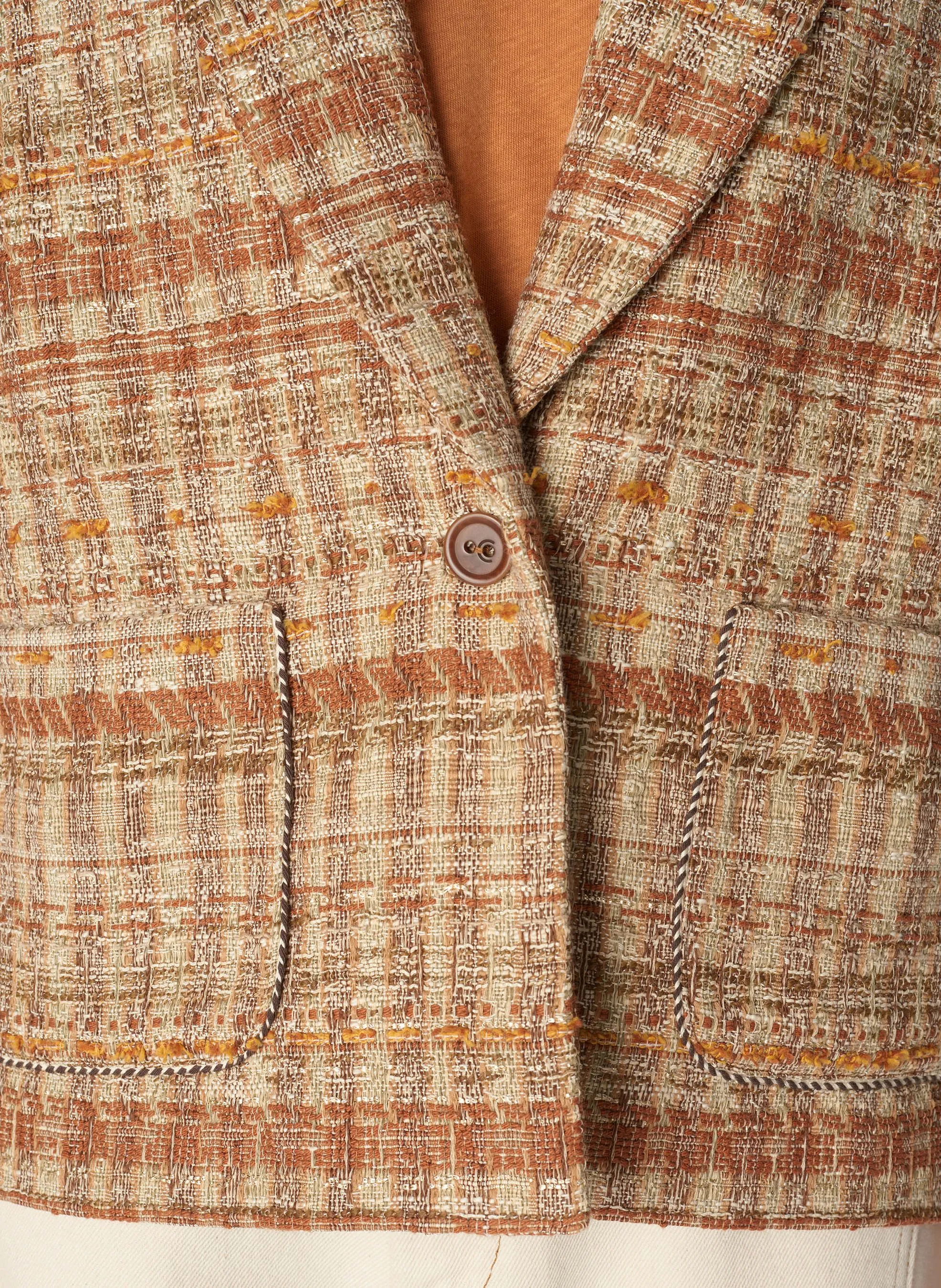 COTELAC Chaqueta sastre efecto tweed de mezcla de algodón en marron