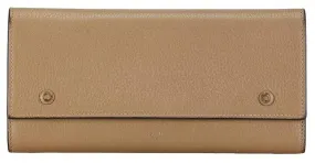 Céline Cartera de cuero Celine Large Flap beige en buen estado Castaño 