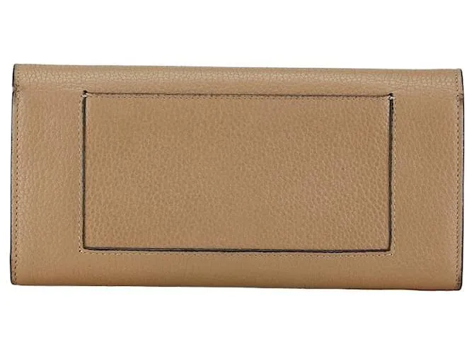 Céline Cartera de cuero Celine Large Flap beige en buen estado Castaño 