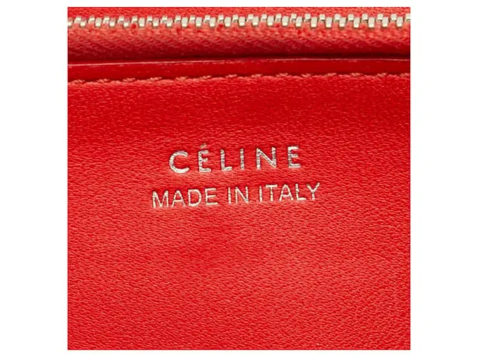 Céline Cartera de cuero Celine Large Flap beige en buen estado Castaño 