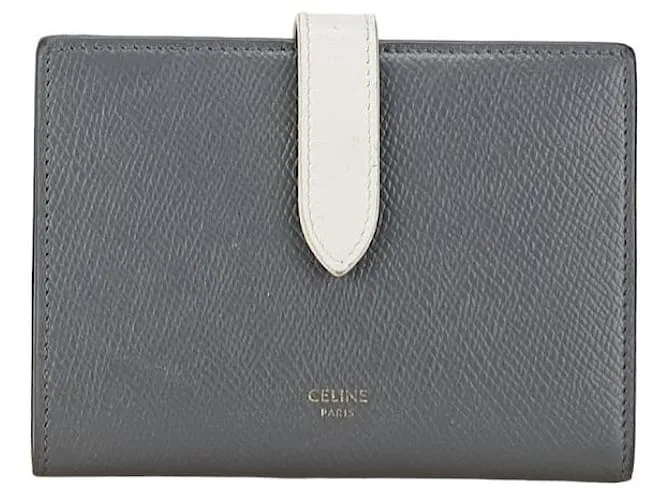 Céline Cartera de cuero Celine Medium Strap gris y blanco en muy buen estado 