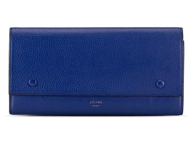 Céline Cartera de cuero multifuncional Celine Large Flap en muy buen estado Azul 