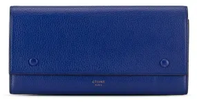 Céline Cartera de cuero multifuncional Celine Large Flap en muy buen estado Azul 