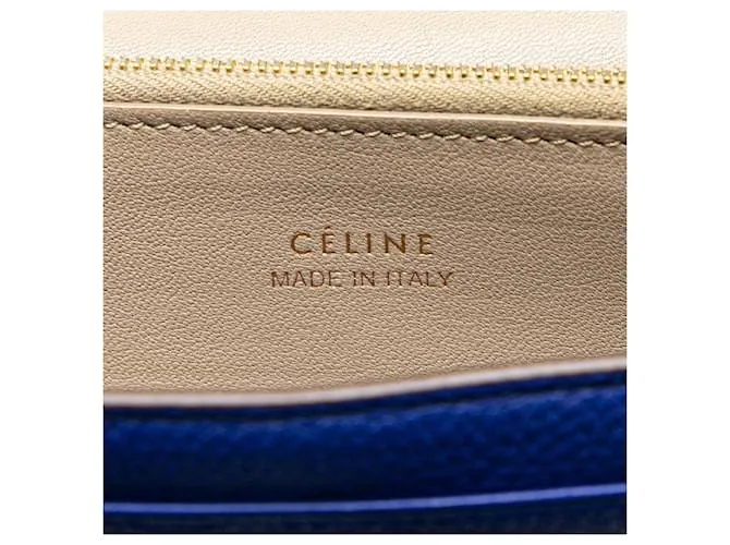 Céline Cartera de cuero multifuncional Celine Large Flap en muy buen estado Azul 