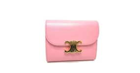 Céline Cartera de cuero rosa plegable Celine 