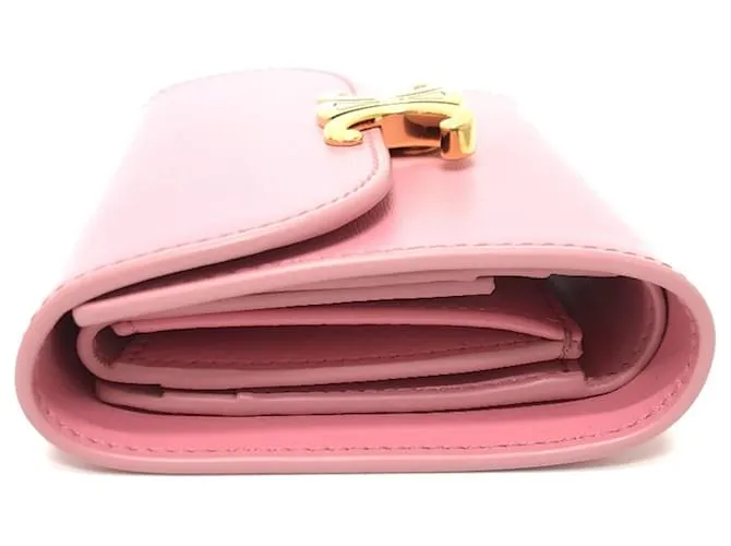 Céline Cartera de cuero rosa plegable Celine 