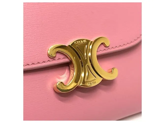 Céline Cartera de cuero rosa plegable Celine 