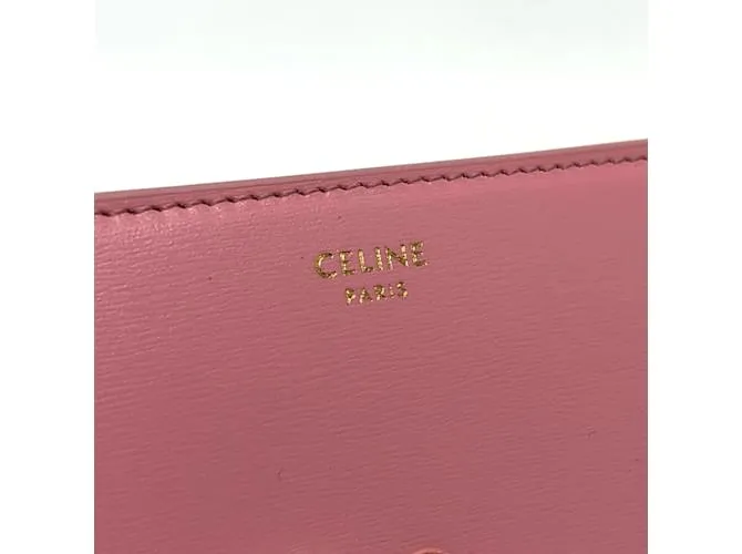 Céline Cartera de cuero rosa plegable Celine 