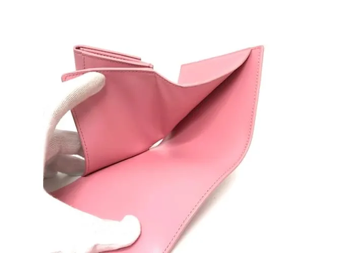 Céline Cartera de cuero rosa plegable Celine 