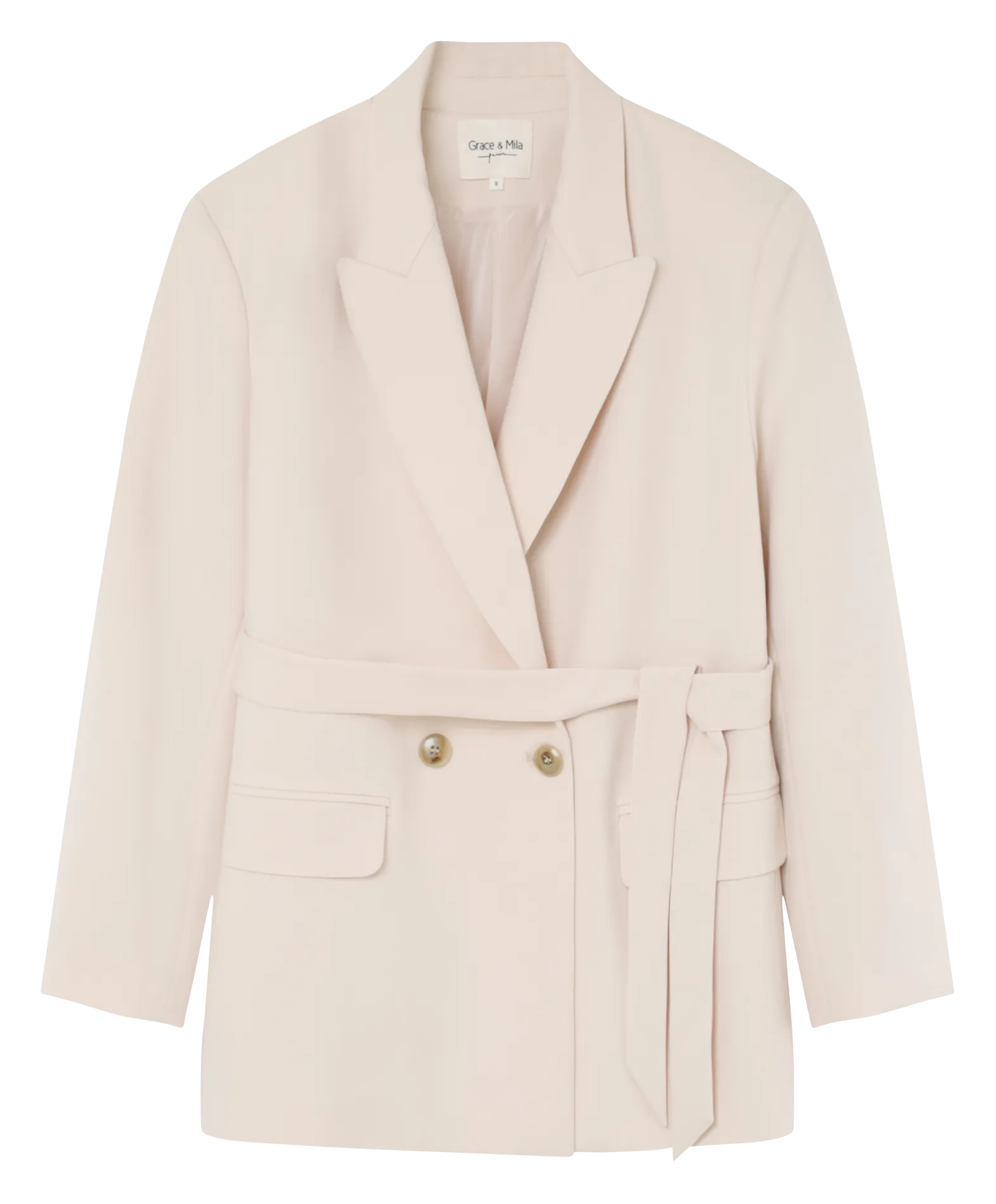 ELLIE - Chaqueta con cuello sastre en beige