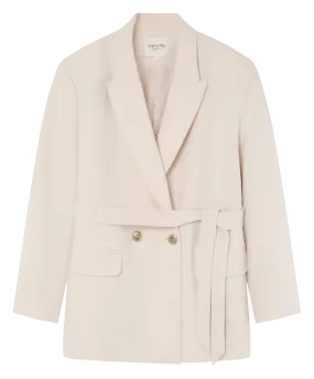 ELLIE - Chaqueta con cuello sastre en beige