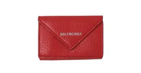 Everyday Cartera de cuero de tres pliegues para mujeres Balenciaga Roja 