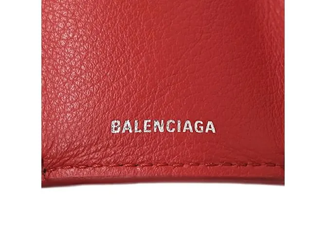 Everyday Cartera de cuero de tres pliegues para mujeres Balenciaga Roja 