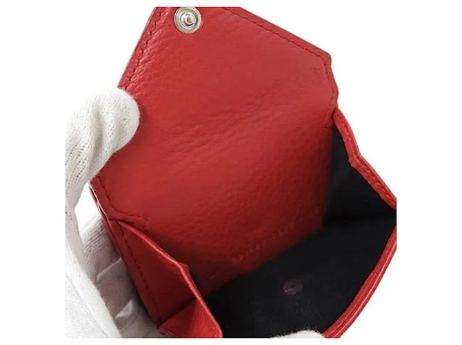 Everyday Cartera de cuero de tres pliegues para mujeres Balenciaga Roja 