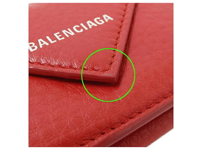 Everyday Cartera de cuero de tres pliegues para mujeres Balenciaga Roja 