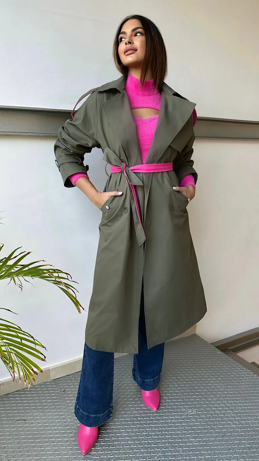 Gabardina Green Pink