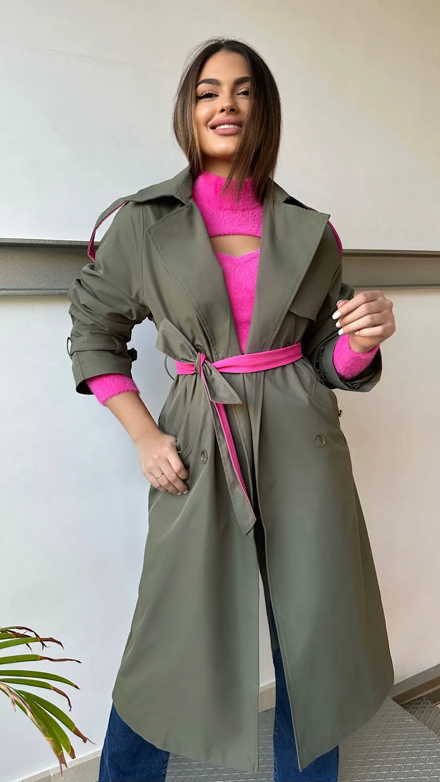 Gabardina Green Pink