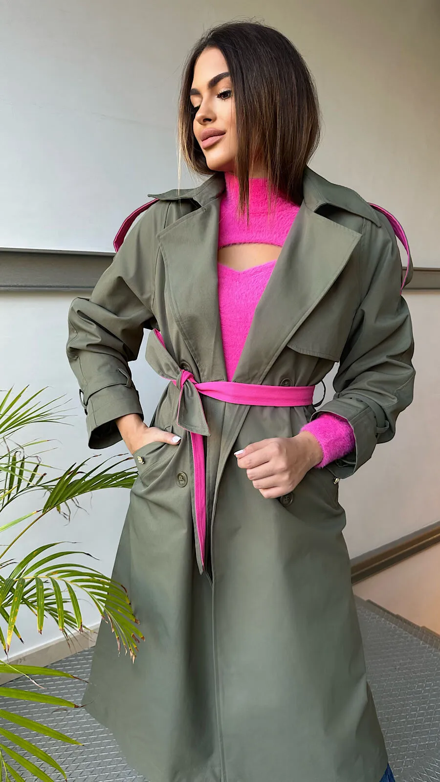 Gabardina Green Pink