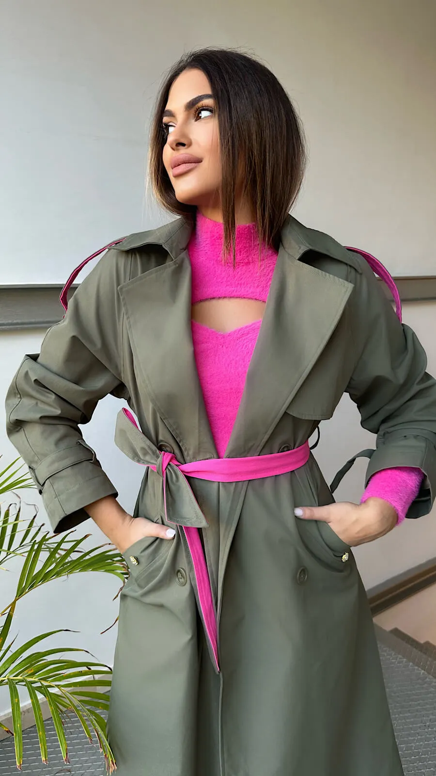 Gabardina Green Pink