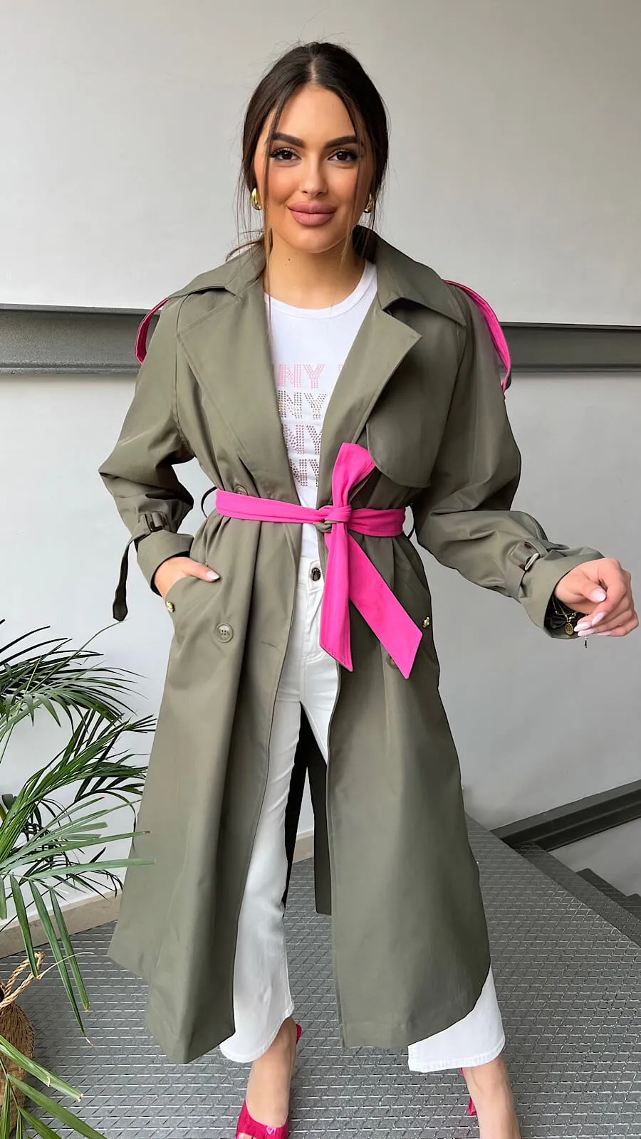 Gabardina Green Pink