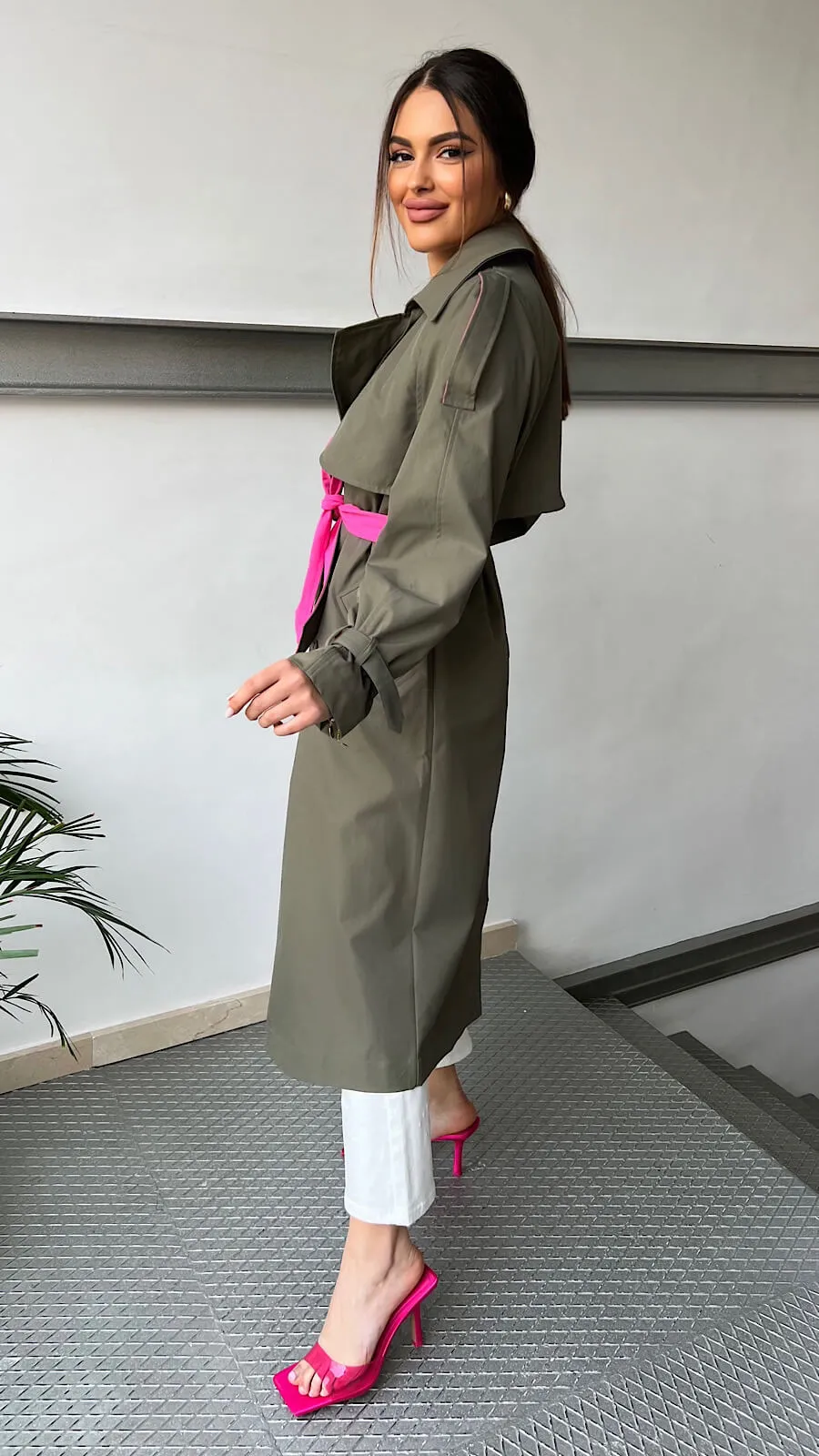 Gabardina Green Pink