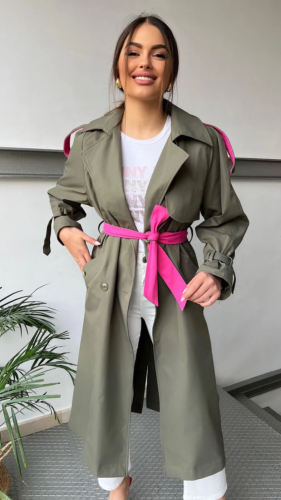 Gabardina Green Pink