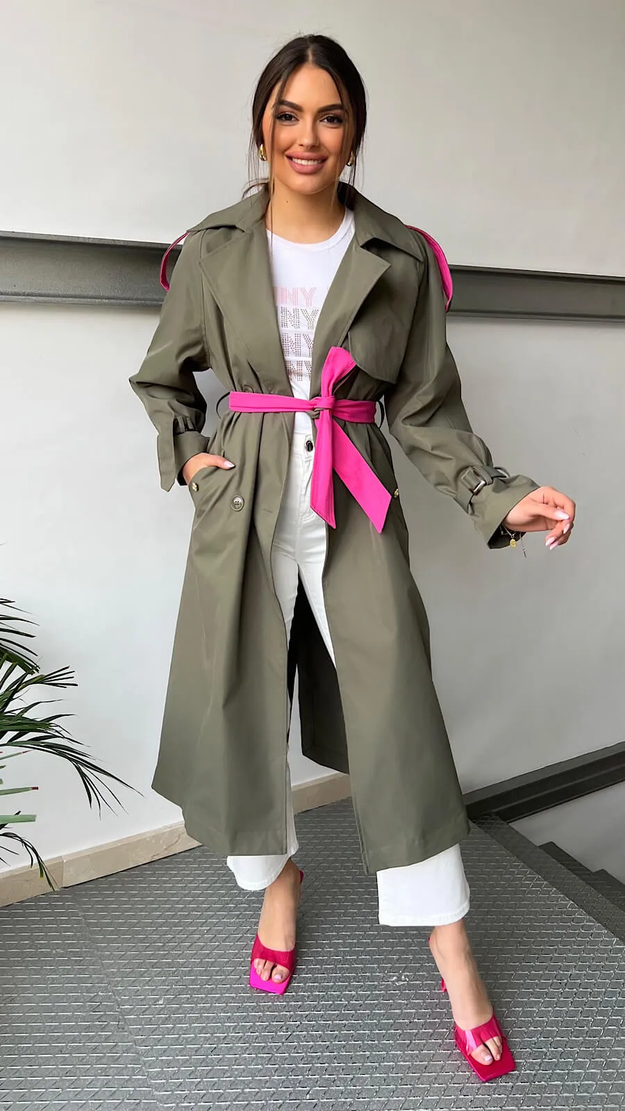 Gabardina Green Pink