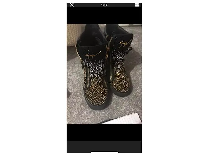 Giuseppe Zanotti Altas zapatillas de deporte superiores Negro Plata Dorado 