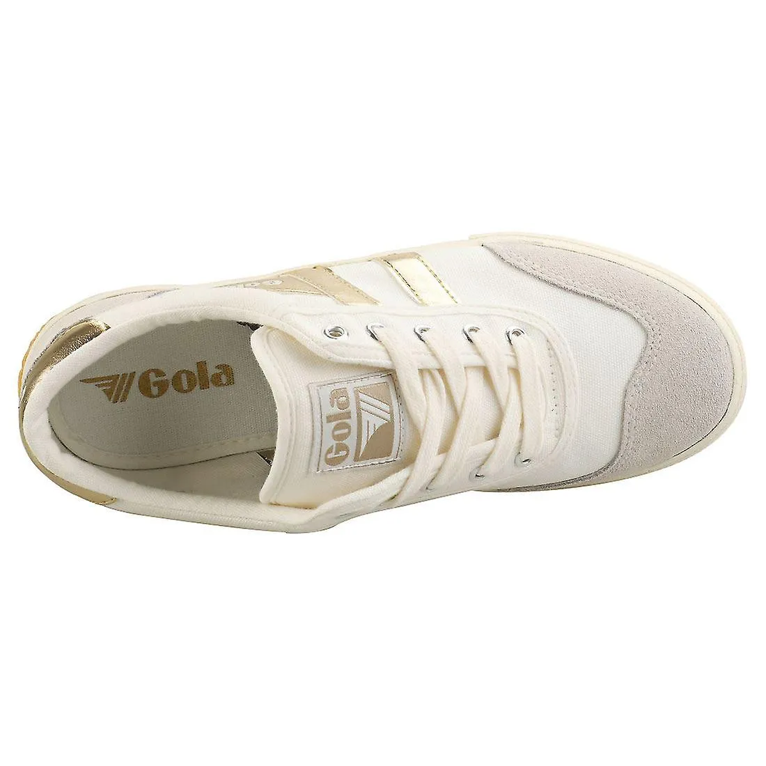 Gola Badminton Mujeres Entrenadores Casuales en Oro Blanco