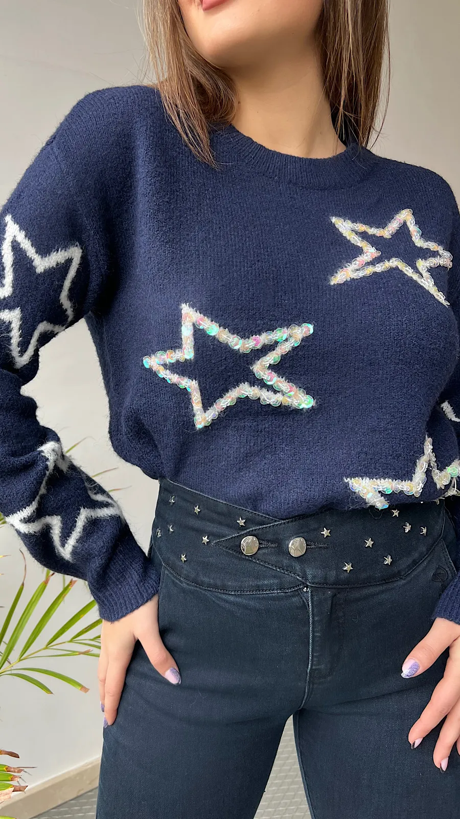 Jeans Detalle Cinturilla Estrellas