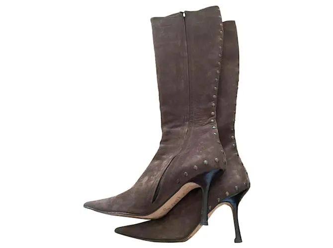 Jimmy Choo Botas altas con tachuelas Castaño Chocolate 