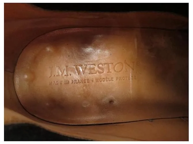 JM WESTON ZAPATOS BOTINES INFORMALES 457 8.5D 42.5 zapatos de cuero marrón Castaño 